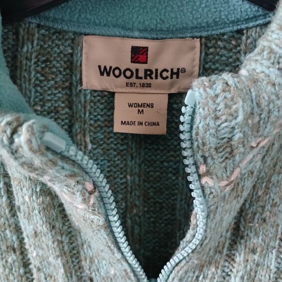 Woolrich Lambs Wool Blend Zip Sweater Vest Womens Medium Aquamarine Heather - Picture 7 of 8